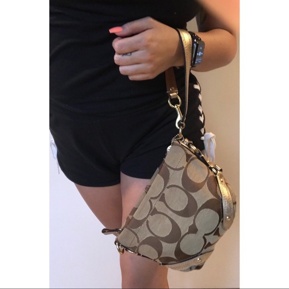 Vintage Coach Monogram Tan Convertible Mini Bag - Picture 6 of 8